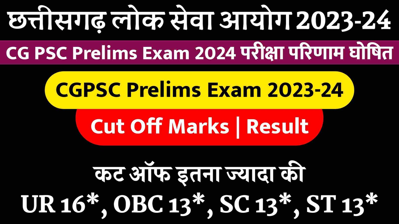 cgpsc prelims cut off marks result 2023 24 cg.com बिग ब्रेकिंग : CGPSC Prelims Exam 2023-24 Result Cut off List जारी | CGPSC Category Wise Cut Off List 2024